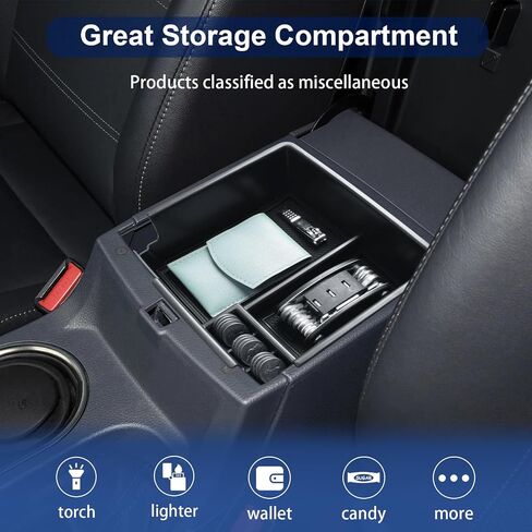 صينية تنظيم وحدة التحكم المركزية المحدثة المتوافقة مع ملحقات Ford Ranger 2019-2023 XL XLT Lariat، إدراج حامل العملات المعدنية في صندوق تخزين ثانوي، صينية وحدة تخزين بمسند الذراع، أسود in Saudi Arabia
