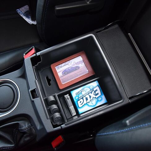 صينية تنظيم وحدة التحكم المركزية المحدثة المتوافقة مع ملحقات Ford Ranger 2019-2023 XL XLT Lariat، إدراج حامل العملات المعدنية في صندوق تخزين ثانوي، صينية وحدة تخزين بمسند الذراع، أسود in Saudi Arabia