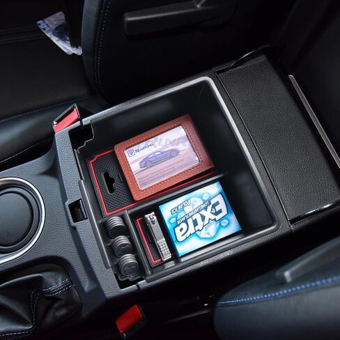صينية تنظيم وحدة التحكم المركزية المحدثة المتوافقة مع ملحقات Ford Ranger 2019-2023 XL XLT Lariat، إدراج حامل العملات المعدنية في صندوق تخزين ثانوي، صينية وحدة تخزين بمسند الذراع، أسود in Saudi Arabia