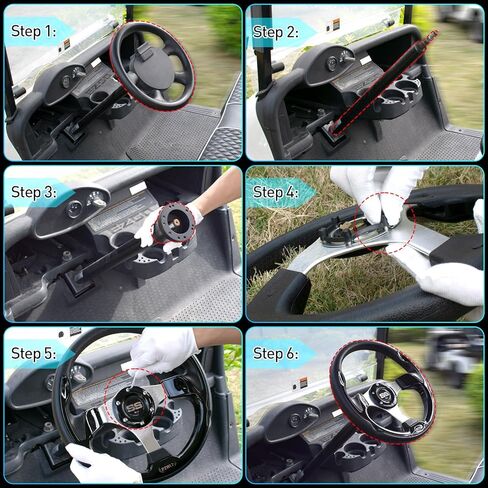Universal Golf Cart Steering Wheel, Steering Wheel Hub Adapter (Sold Separately) with Assembly Screws and Wrenches, Fit Club Car Precedent EZGO Yamaha Most Golf Carts in Kuwait