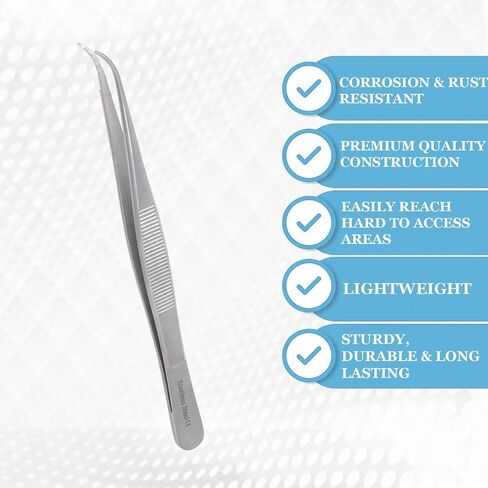 Lab Tweezers High Precision Forceps, Fine Strong Curved Point Tweezers, Stainless Steel (4 Inch) in Saudi Arabia