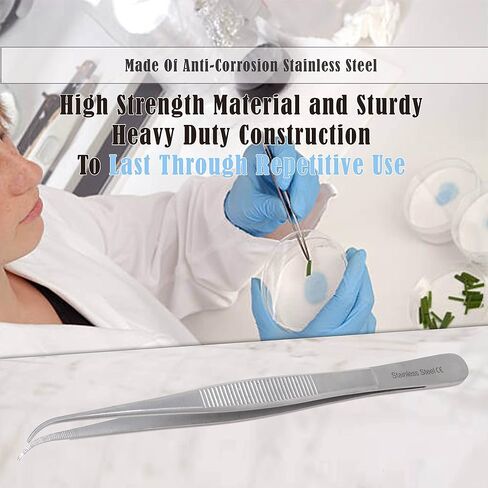 Lab Tweezers High Precision Forceps, Fine Strong Curved Point Tweezers, Stainless Steel (4 Inch) in Saudi Arabia