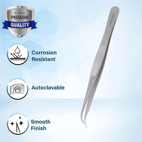 Lab Tweezers High Precision Forceps, Fine Strong Curved Point Tweezers, Stainless Steel (4 Inch) in Saudi Arabia