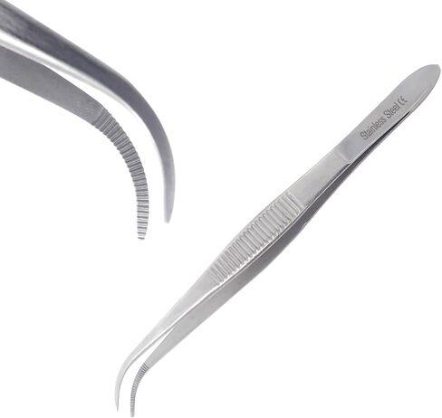 Lab Tweezers High Precision Forceps, Fine Strong Curved Point Tweezers, Stainless Steel (4 Inch) in Saudi Arabia