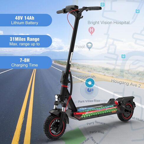 EVERCROSS Electric Scooter, 800W Motor, 31 Miles Range, 10'' Solid Tires, 28 Mph Folding Commuting Electric Scooter Adults, Dual Braking System, App Control in Kuwait