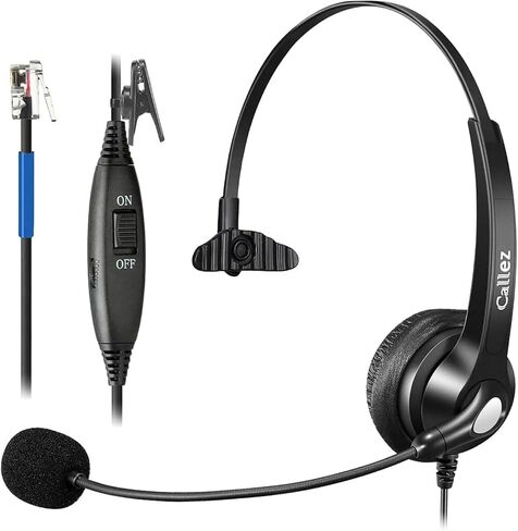 Callez RJ9 Phone Headset with Noise Cancelling Mic & Mute Switch, Corded Telephone Headset for Cisco 8851 8845 8841 8811 7965 7962 7945 7941 7841 7821 6941 6851 Plantronics M12 Office Landline Phones in Saudi Arabia