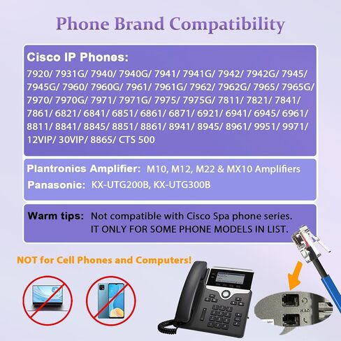 Callez RJ9 Phone Headset with Noise Cancelling Mic & Mute Switch, Corded Telephone Headset for Cisco 8851 8845 8841 8811 7965 7962 7945 7941 7841 7821 6941 6851 Plantronics M12 Office Landline Phones in Saudi Arabia