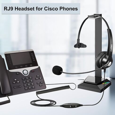 Callez RJ9 Phone Headset with Noise Cancelling Mic & Mute Switch, Corded Telephone Headset for Cisco 8851 8845 8841 8811 7965 7962 7945 7941 7841 7821 6941 6851 Plantronics M12 Office Landline Phones in Saudi Arabia