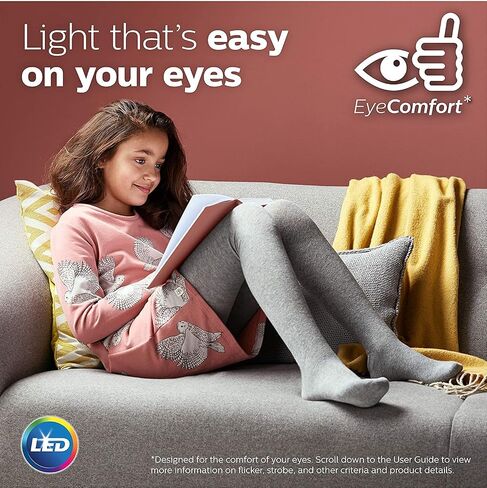 PHILIPS LED Dimmable Warm Glow Effect A19, Flicker-Free, EyeComort Technology, 1600 Lumen, 2200K-2700K, 16W=100W, E26 Base, Title 20 Certified - 2 Bulbs in Saudi Arabia