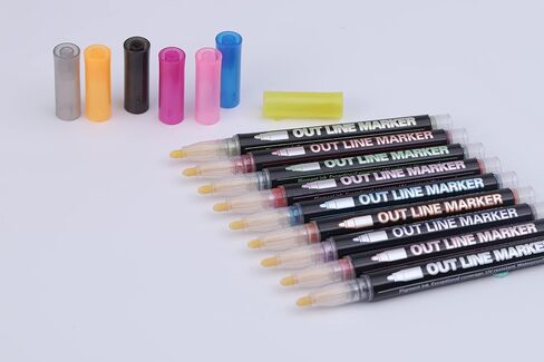 Double Line Outline Markers 12 Colors Super Glitter Markers Self Outline Metallic Markers, Doodle Shimmer Markers Drawing Pens for Christmas Greeting Card, Birthday Gift, DIY Art Crafts in Saudi Arabia