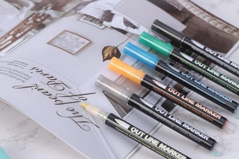 Double Line Outline Markers 12 Colors Super Glitter Markers Self Outline Metallic Markers, Doodle Shimmer Markers Drawing Pens for Christmas Greeting Card, Birthday Gift, DIY Art Crafts in Saudi Arabia