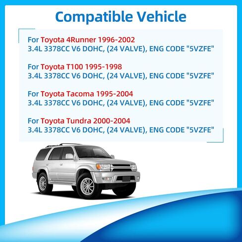 طقم مضخة مياه لشد حزام التوقيت - متوافق مع Toyota 4Runner 1996-2002 / لتويوتا T100 1995-1998 / لتويوتا تاكوما 1995-2004 / لتويوتا تندرا V6 2000-2004 DOHC "5VZFE" in Kuwait
