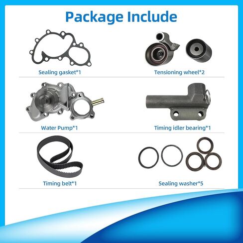 طقم مضخة مياه لشد حزام التوقيت - متوافق مع Toyota 4Runner 1996-2002 / لتويوتا T100 1995-1998 / لتويوتا تاكوما 1995-2004 / لتويوتا تندرا V6 2000-2004 DOHC "5VZFE" in Kuwait