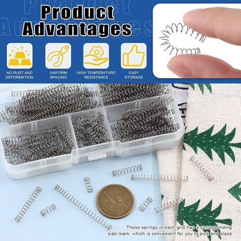 Glarks 250Pcs 10mm-50mm Length Compression Springs Assortment Kit, 5 Size Mini Stainless Steel Springs for Home Repair Project in Saudi Arabia