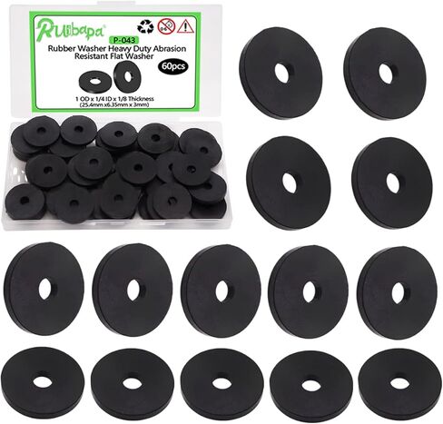 30 قطعة من غسالة المطاط الأسود 1 OD × 1/4 ID × 1/8 سُمك شديدة التحمل مقاومة للتآكل، غسالات مطاطية مسطحة لفواصل البراغي P-043-BOX in Kuwait