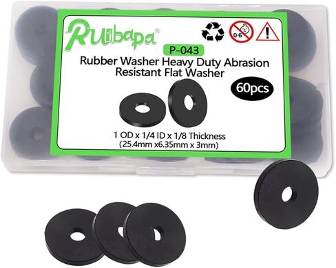 30 قطعة من غسالة المطاط الأسود 1 OD × 1/4 ID × 1/8 سُمك شديدة التحمل مقاومة للتآكل، غسالات مطاطية مسطحة لفواصل البراغي P-043-BOX in Kuwait