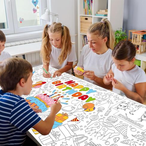 ملصق تلوين عملاق للأطفال - ملصق تلوين لعيد الميلاد لتزيين جدران الفصل الدراسي، غطاء طاولة ملصق كبير لأنشطة التلوين مثالي للحفلات المدرسية والمناسبات الخاصة 31.5 × 72 بوصة in Kuwait