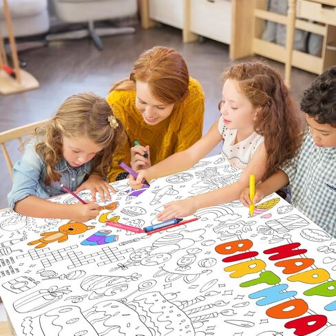 ملصق تلوين عملاق للأطفال - ملصق تلوين لعيد الميلاد لتزيين جدران الفصل الدراسي، غطاء طاولة ملصق كبير لأنشطة التلوين مثالي للحفلات المدرسية والمناسبات الخاصة 31.5 × 72 بوصة in Kuwait