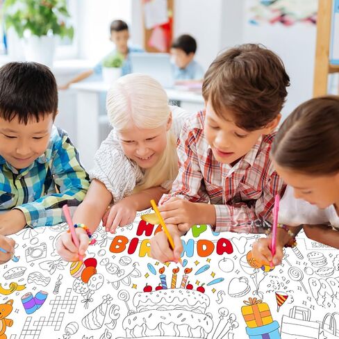 ملصق تلوين عملاق للأطفال - ملصق تلوين لعيد الميلاد لتزيين جدران الفصل الدراسي، غطاء طاولة ملصق كبير لأنشطة التلوين مثالي للحفلات المدرسية والمناسبات الخاصة 31.5 × 72 بوصة in Kuwait