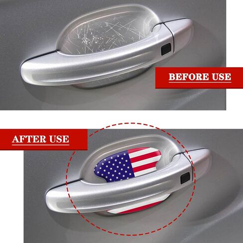 4 قطع ملصق لوعاء باب السيارة بعلم أمريكي مع مادة لاصقة، 3.34 بوصة × 3.74 بوصة من البولي يوريثان الحراري المتين لمقبض السيارة، ملحقات حماية باب السيارات العالمية للسيارات والشاحنات وسيارات الدفع الرباعي (أحمر) in Saudi Arabia