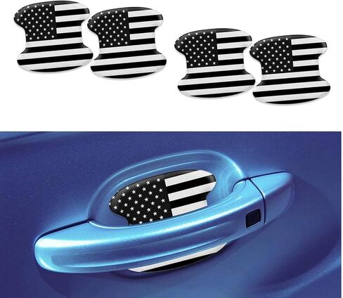 4 PCS American Flag Car Door Bowl Sticker with Adhesive, 3.34In x 3.74In TPU Durable Vehicle Handle Protective Films, Universal Automotive Door Protector Accessories for Cars Trucks SUVs (Red) in Saudi Arabia