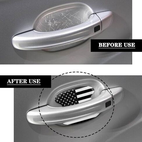 4 PCS American Flag Car Door Bowl Sticker with Adhesive, 3.34In x 3.74In TPU Durable Vehicle Handle Protective Films, Universal Automotive Door Protector Accessories for Cars Trucks SUVs (Red) in Saudi Arabia