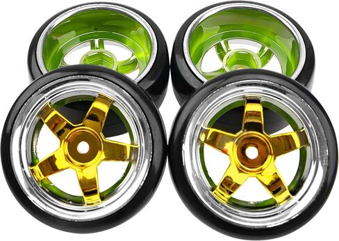 إطارات بلاستيكية صلبة 1/10 RC Drift وإطارات عجلة محورية سداسية 12 مم متوافقة مع Traxxas HSP Tamiya Kyosho Himoto HPI Redcat 1/10 على الطريق RC Drifting Car (ذهبي) in Saudi Arabia