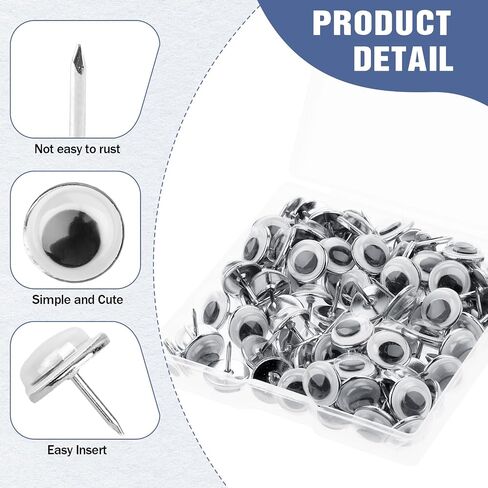 20PCS Push Pins, Cork Board Pins, Push Pins for Bulletin Board Wall, Cute Shake Eyes Thumb Tacks, Clear Thumbtacks for Posters Photos Postcards Maps Hanging in Saudi Arabia