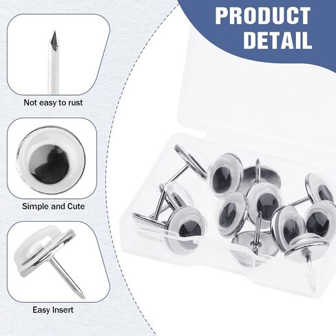 20PCS Push Pins, Cork Board Pins, Push Pins for Bulletin Board Wall, Cute Shake Eyes Thumb Tacks, Clear Thumbtacks for Posters Photos Postcards Maps Hanging in Saudi Arabia