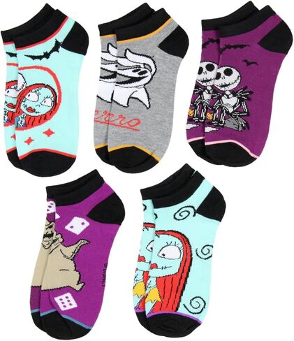 جوارب ديزني كابوس قبل عيد الميلاد للبالغين جاك سالي زيرو أوجي بوجي ميكس آند ماتش جوارب للكاحل بدون عرض 5 أزواج in Kuwait