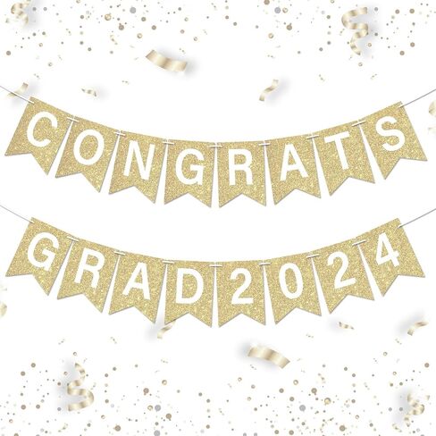 Glitter Congrats Grad 2024 Banner Black Graduation Party Decorations Class of 2024 Graduation Banner Congrats Grad 2024 Sign Garland for High School College Graduation Party Supplies in Saudi Arabia