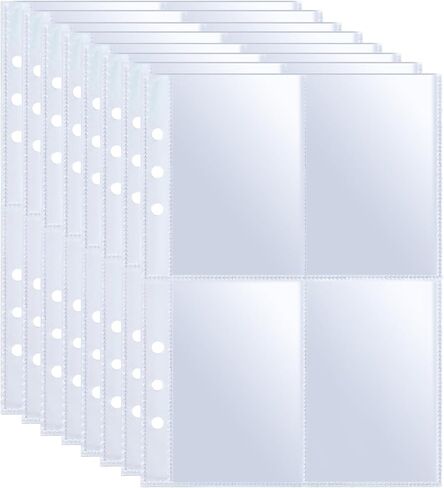 50 Pack 400 Pockets 6 Ring A5 Binder Sleeves,2.5x3.5 Inch Trading Card Sleeves,Ultra-Clear K-pop Photocard Sleeves, Double-Sided 4 Pocket Photo Pages, Top Loading Photo Sheet Protector for Photos in Saudi Arabia