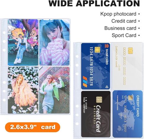 50 حزمة 400 جيوب 6 حلقات A5 الأكمام، 2.5x3.5 بوصة الأكمام بطاقة التجارة، الأكمام فائقة الوضوح K-pop Photocard، مزدوجة الجوانب 4 صفحات صور الجيب، تحميل أعلى ورقة الصور حامي للصور in Saudi Arabia