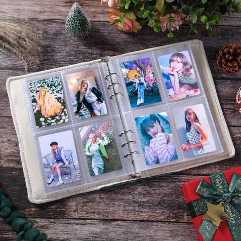 50 Pack 400 Pockets 6 Ring A5 Binder Sleeves,2.5x3.5 Inch Trading Card Sleeves,Ultra-Clear K-pop Photocard Sleeves, Double-Sided 4 Pocket Photo Pages, Top Loading Photo Sheet Protector for Photos in Saudi Arabia