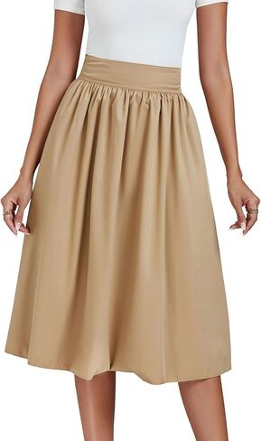 تنورة نسائية كاجوال عالية الخصر بطيات على شكل حرف A مع جيوب in Kuwait