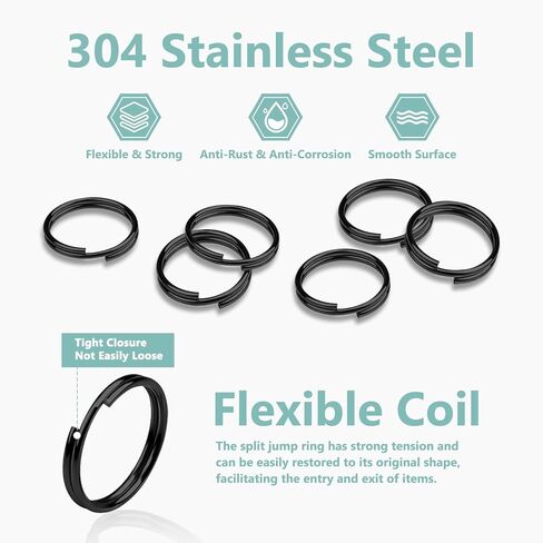 40 قطعة من الحلقات المقسمة، حلقات مفاتيح صغيرة مقاس 1/2 بوصة من الفولاذ المقاوم للصدأ حلقات صغيرة مقسمة للحرف اليدوية، وعلامات الكلاب، وموصل سلسلة المفاتيح (12 مم) in Kuwait