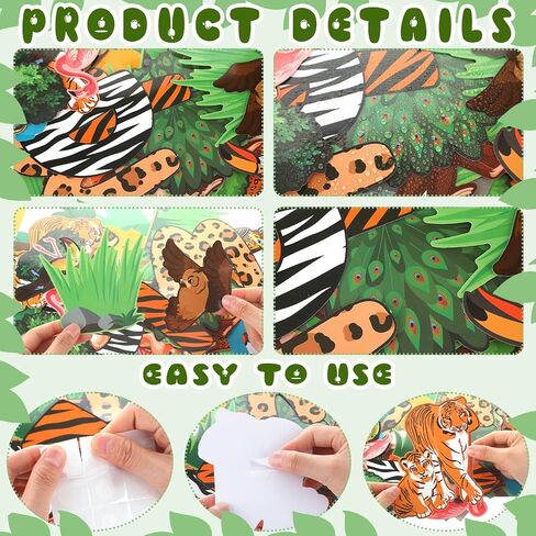 79 Pcs Jungle Animals Leaves Bulletin Board Set Wild Animal Cut Outs Wild About Jesus Christian Bulletin Board Decorations Wall Decals Decor School Learning Activities for Church Party in Saudi Arabia