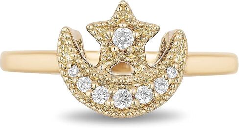 مجوهرات Jewelili Enchanted Disney الجميلة من الذهب الأصفر عيار 10 قيراط 1/10 قيراط والماس والياسمين والقمر والنجمة. in Saudi Arabia