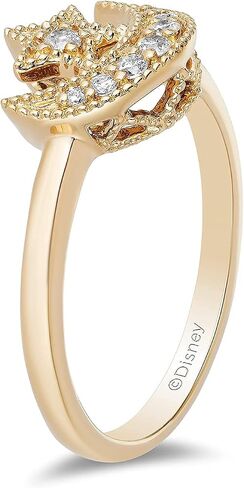 مجوهرات Jewelili Enchanted Disney الجميلة من الذهب الأصفر عيار 10 قيراط 1/10 قيراط والماس والياسمين والقمر والنجمة. in Saudi Arabia