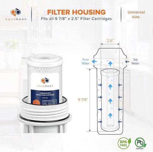 Aquaboon Carbon Water Filter Replacement Cartridge CTO 5 Micron 10 x 2.5" Water Filter for Whole House & Under Sink & Countertop System Compatible with WHEF-WHWC, WHKF-WHWC, WFPFC8002, FXWTC, 2-PACK in Kuwait