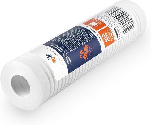Aquaboon 10"x2.5" Grooved Sediment Water Filter Cartridge - Universal Whole House Water Filter - 1 Micron Water Filter Cartridge Replacement Compatible with AP110, whkf-gd05, SGC-25-1001, RS14, 2-Pack in Saudi Arabia