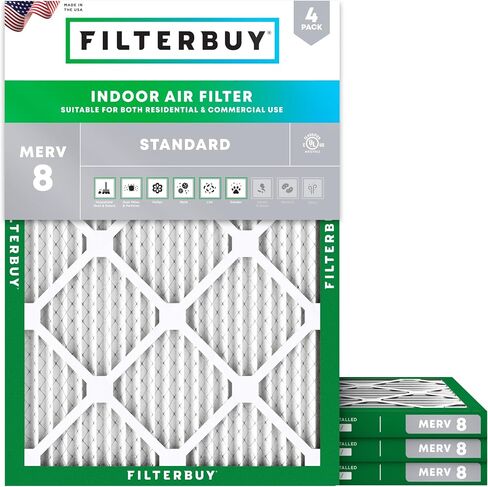 Filterbuy 14x18x1 Air Filter MERV 8 Dust Defense (4-Pack), Pleated HVAC AC Furnace Air Filters Replacement (Actual Size: 13.50 x 17.50 x 0.75 Inches) in Saudi Arabia