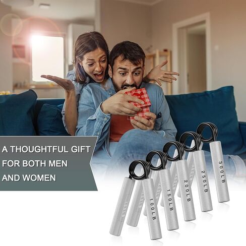 Grip Strength Trainer 100LB-300LB, 5 Pack Metal Hand Grip Strengthener, Non-Slip Wrist Trainer, Forearm Exerciser,for Men Women Home Gym, Silver in Saudi Arabia