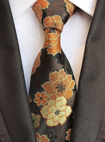 Elfeves Men's Floral Ties Jacquard Woven Slim Luxury Formal Party Suit Neckties in Saudi Arabia