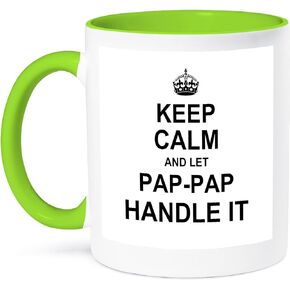 3dRose Keep Calm and Let Pop Handle It Funny Grandpa Poppop Humor Gift Mug, 1 Count (Pack of 1), Black
