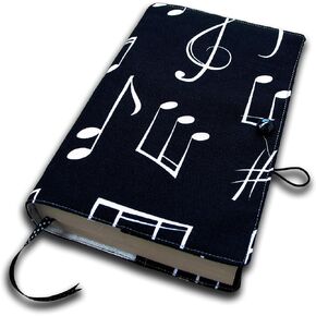 Book Sleeve Cover for Adult, Musical Clef Black Pattern Style, Books Cover for Paperback, Washable Fabric, Book Protector- Padded Case for Novel 5.5 x 8.2 x 1.6