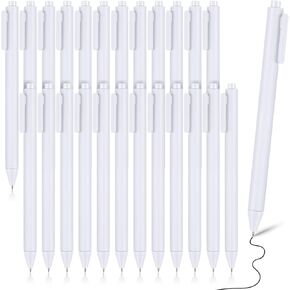 Cholemy 24 Pack Retractable Pens Bulk Pastel Gel Ink Pens 0.5mm Fine Point Tip Black Ink with Grip Smooth Writing for Journaling Note Taking School Supplies(White)