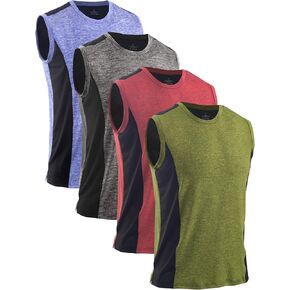 4 Pack Men's Sleeveless Workout Tank top Gym Muscle Mesh Tank Bodybuilding Quick Dry Athletic Shirts