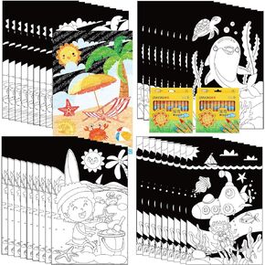 40 Pcs Color Your Own Funny Summer Posters Bulk for Kids DIY Disposable Paper Mats Crafts for Kids with Crayon Color Summer Beach Ocean Poster for Summer Holiday Party Home School Activities