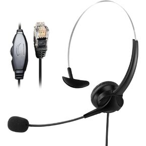 Call Center Headset with Noise-canceling Microphone for PC Laptop Mobile - Matte Black, Single Ear, Lightweight, Ideal for Home Office, Work, Business Call, Webinars
